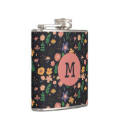 Flasques Pretty Modern Dark Floral Pattern Monogram (Droite)