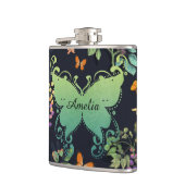 Flasques Pretty Personalised Dark Floral Butterfly Pattern (Gauche)