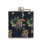 Flasques Pretty Personalised Dark Floral Butterfly Pattern (Dos)