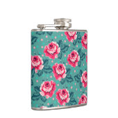 Flasques Pretty Pink Roses and Polka Dot Pattern on Teal (Droite)