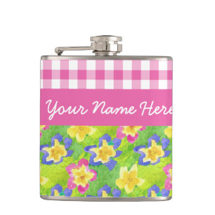 Flasques Primroses Hip Flask to Personalize : En vichy rose