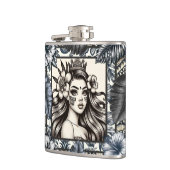 Flasques Princesse polynésienne Bleu Floral Tribal (Gauche)