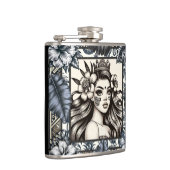 Flasques Princesse polynésienne Bleu Floral Tribal (Droite)