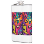 Flasques Psychedelic Cartoon Creature Vinyl Wrapped Flask (Gauche)