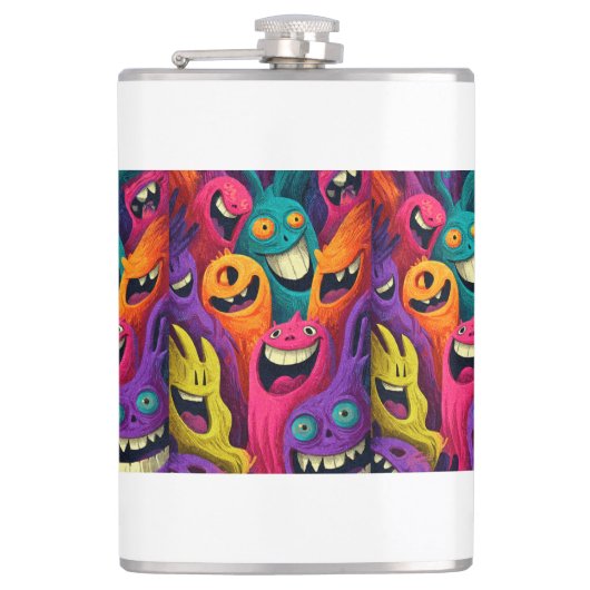 Flasques Psychedelic Cartoon Creature Vinyl Wrapped Flask (Devant)