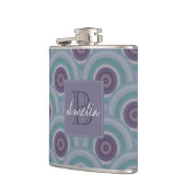 Flasques Purple and Green Retro Circles Pattern Monogram (Gauche)