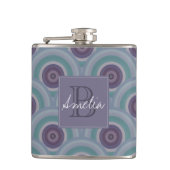 Flasques Purple and Green Retro Circles Pattern Monogram (Devant)