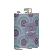 Flasques Purple and Green Retro Circles Pattern Monogram (Droite)