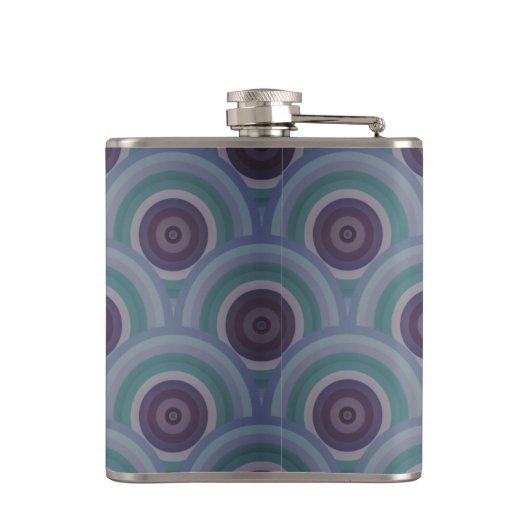 Flasques Purple and Green Retro Circles Pattern Monogram (Dos)