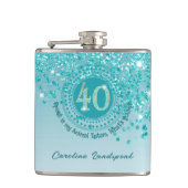 Flasques Quarante et Turquoise Parties scintillant bleue et (Devant)