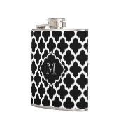 Flasques Quatrefoil Ikat Blanc Et Noir Monogramme (Gauche)