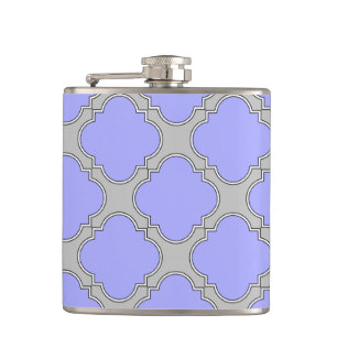 Flasques Quatrefoil periwinkle et gris
