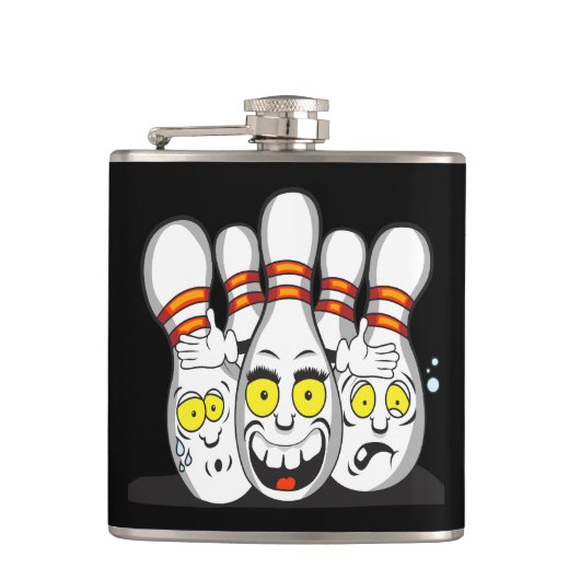Flasques Quilles de bowling ravies, noires (Devant)
