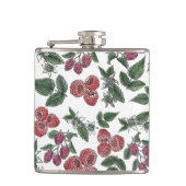 Flasques Raspberry Fruit Leaves Illustration Pattern (Devant)