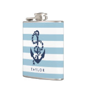 Flasques Rayure Bleue Marine & Ancre Navy Personnalisés (Gauche)