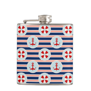 Flasques Rayures et motif de points nautiques