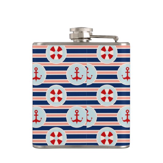 Flasques Rayures et motif de points nautiques (Dos)