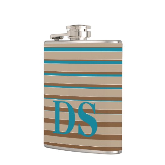 Flasques Rayures horizontales Monogramme Brown et bleu (Gauche)