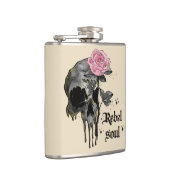 Flasques Rebel Soul - Crâne gothique avec Rose rose (Droite)