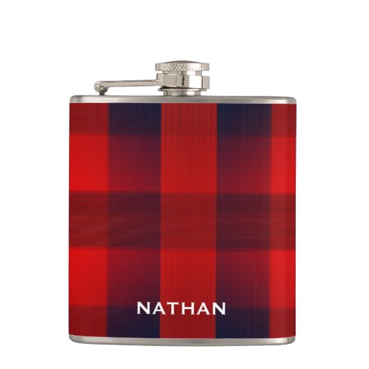 Flasques Red Bokeh Buffalo Plaid Personalised (Devant)