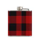 Flasques Red Buffalo Plaid & Nom Personnel Et Photo (Dos)