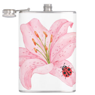 Flasques Red Ladybug rose Lily Flower nom personnalisé fill
