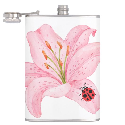 Flasques Red Ladybug rose Lily Flower nom personnalisé fill (Ouvert)
