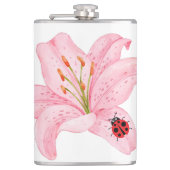 Flasques Red Ladybug rose Lily Flower nom personnalisé fill (Devant)