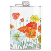 Flasques Red Orange Poppy Flower Watercolor Womans Name (Devant)