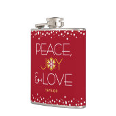 Flasques Red Peace Joy Amour Noël Bold Modern Snowflake (Gauche)