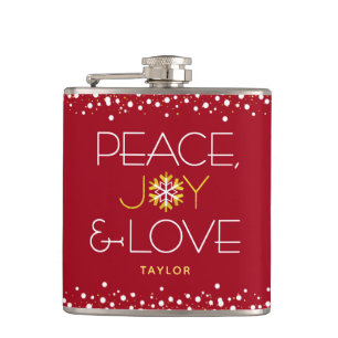 Flasques Red Peace Joy Amour Noël Bold Modern Snowflake