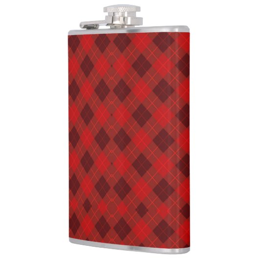Flasques Red plaid hip flask with a metal cap (Gauche)