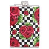 Flasques Red Roses Bouquet Floral Amour Rockabilly À damier (Devant)