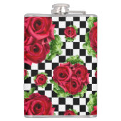 Flasques Red Roses Bouquet Floral Amour Rockabilly À damier (Dos)