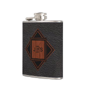 Flasques Regard du bois | en cuir décoré d'un monogramme (Gauche)