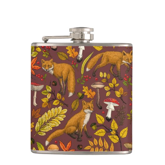 Flasques Renards d'automne sur chocolat brun (Devant)