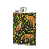 Flasques Renards et boutons d'or sur fond noir (Gauche)