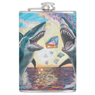 Flasques Requin glamour qui saute pour des gemmes brillante