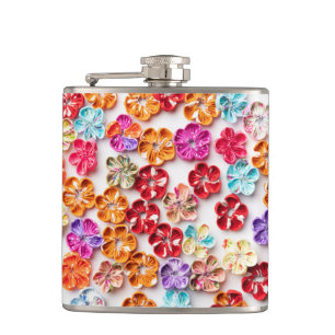 Flasques Ressort tissu cousu artisanal Fleurs Multicolor