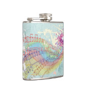 Flasques Retro Arc en ciel et notes musicales sur une textu (Droite)