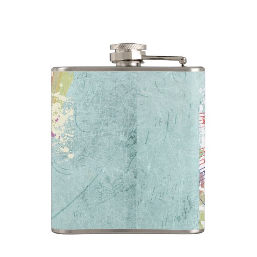 Flasques Retro Arc en ciel et notes musicales sur une textu (Dos)