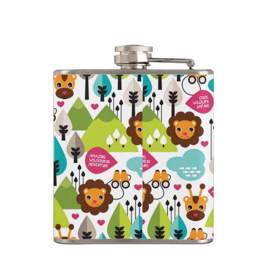 Flasques rétro faune de lion de safari d'enfants (Dos)