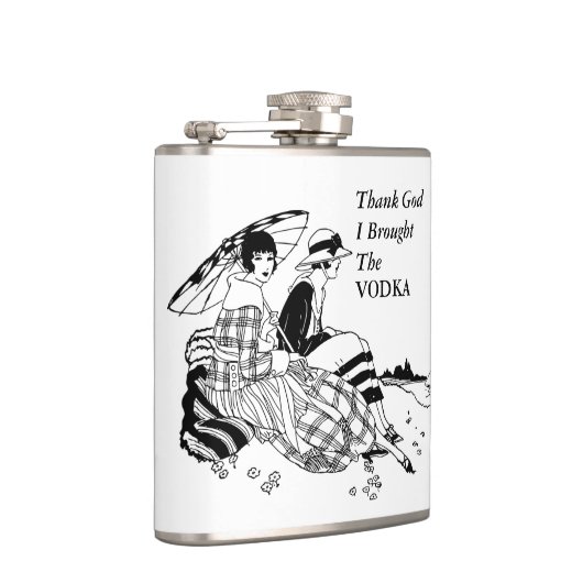 Flasques Retro Ladies On Beach Funny Vodka Alcool Citation (Droite)
