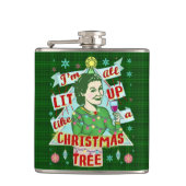 Flasques Rétro Lit potable de femme d'humour de Noël drôle (Devant)