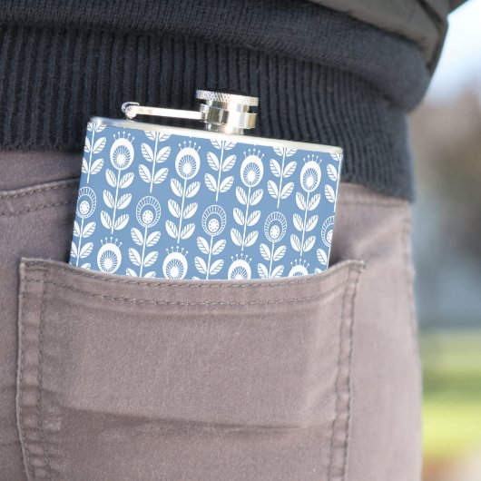 Flasques Rétro motif bleu scandinave (En situation)