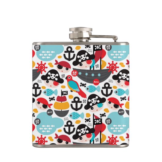 Flasques Rétro navigation d'illustration de pirates (Dos)