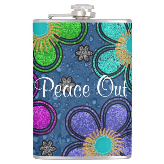 Flasques Retro Peace Out Hippie Style Motif d'alimentation  (Devant)