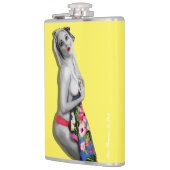 Flasques Retro Pinup Girl Hip Flask Miss Cherrie Yellow (Gauche)