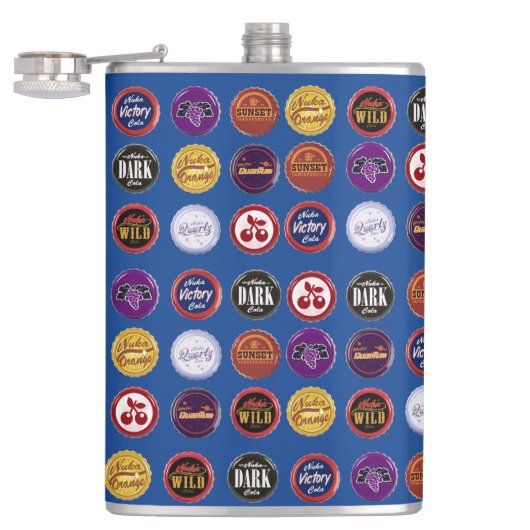 Flasques Retro Soda Cap Flask, Vintage Pop Art  (Ouvert)