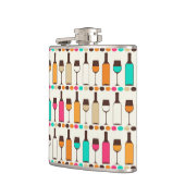 Flasques Rétros bouteilles et verres de vin (Gauche)